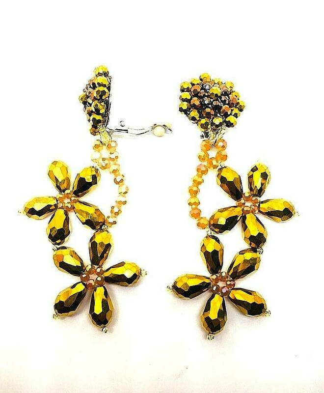 Golden Gems Clip-On Earrings