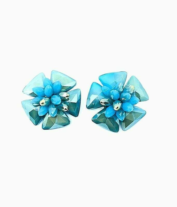 Blooming Blue Crystal Earrings