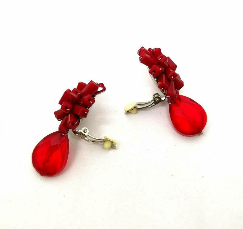 Crimson Cluster Crystal Earrings