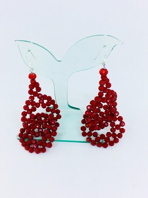 Red Swirl Crystal Earrings