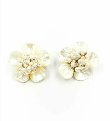 Radiant Freshwater Pearl Shell Floral Earrings