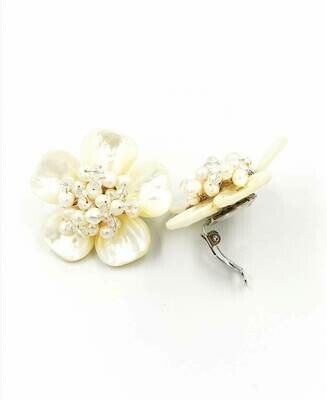 Radiant Freshwater Pearl Shell Floral Earrings