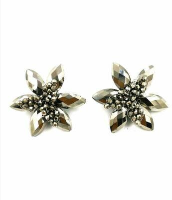 Darling Black Floral Crystal Earrings