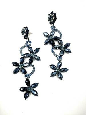 Gia Black Beaded Statement Earrings