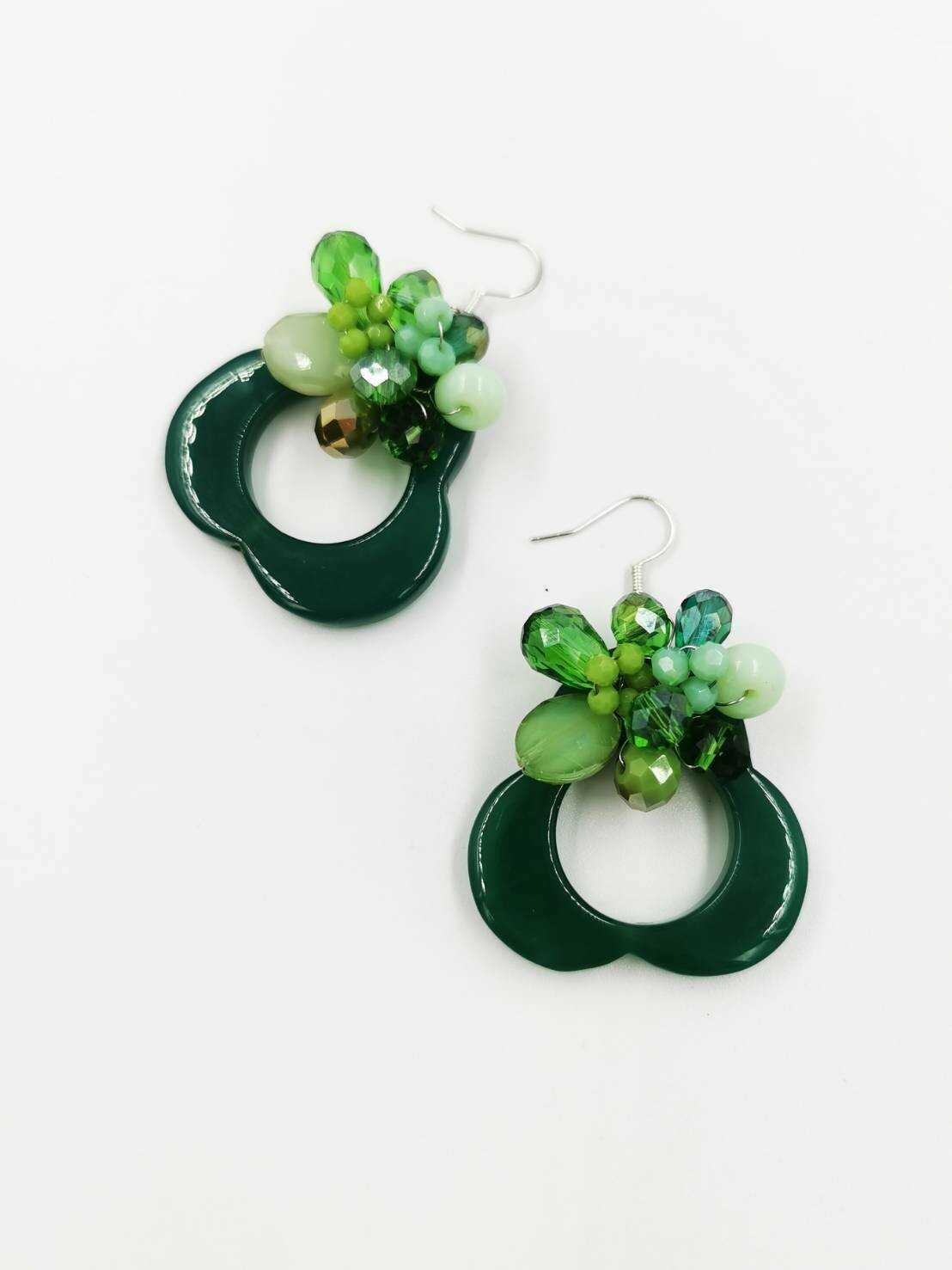 Green Gleam Dangle Earrings