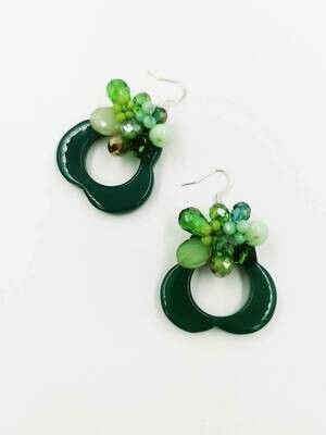 Green Gleam Dangle Earrings