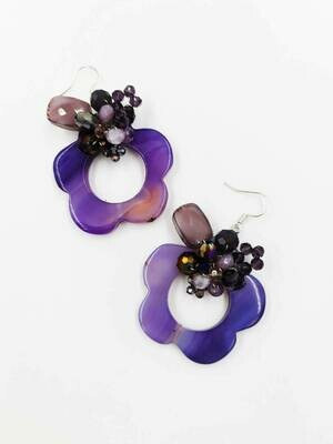 Purple Scallop Dangle Earrings