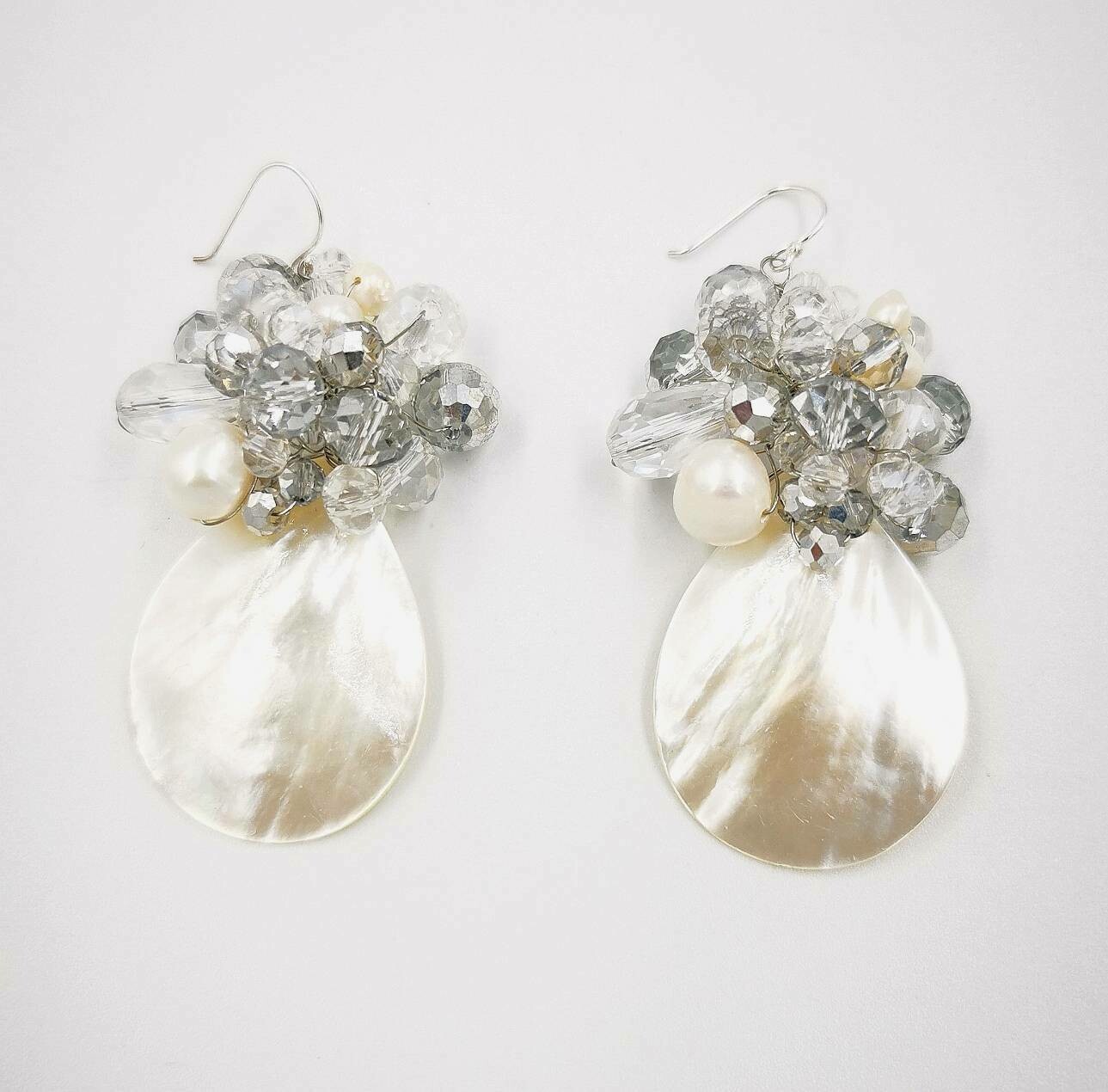 Mother of Pearl Cluster Earrings