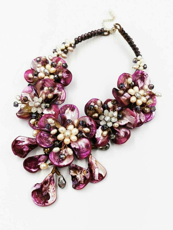 Purple Posies Statement Necklace