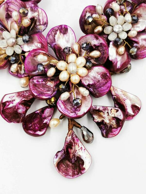 Purple Posies Statement Necklace