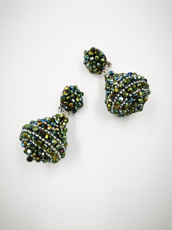 Green Sparkle Dangle Earrings