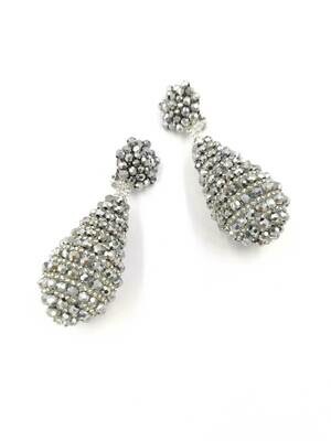 Silvery Crystal Dangle Earrings