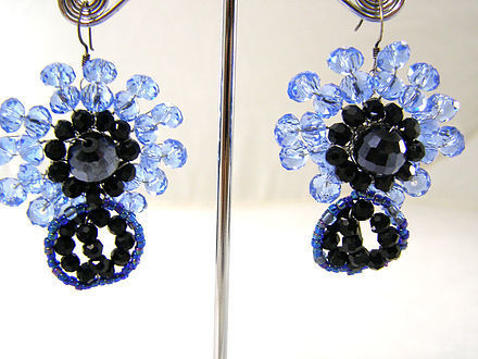 Sparkling Navy Floral Earrings