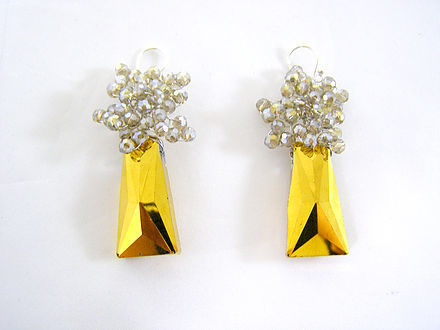 Pure Elegance Golden Crystal Drop Earrings