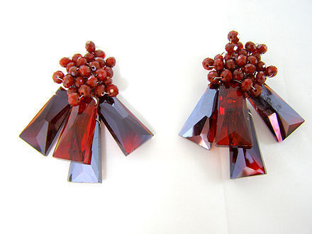 Romantic Red Crystal Floral Drop Earrings