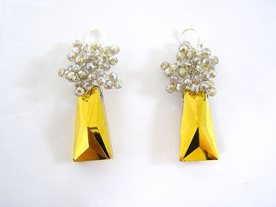 Pure Elegance Golden Crystal Drop Earrings