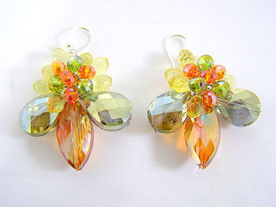 Unique Honey Crystal Floral Earrings