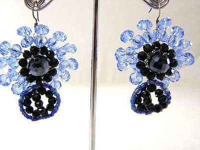 Sparkling Navy Floral Earrings