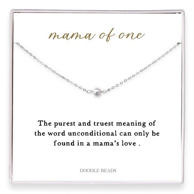 “Mama” Freshwater Pearl Necklace, Material: Silver, Size: Mama of One