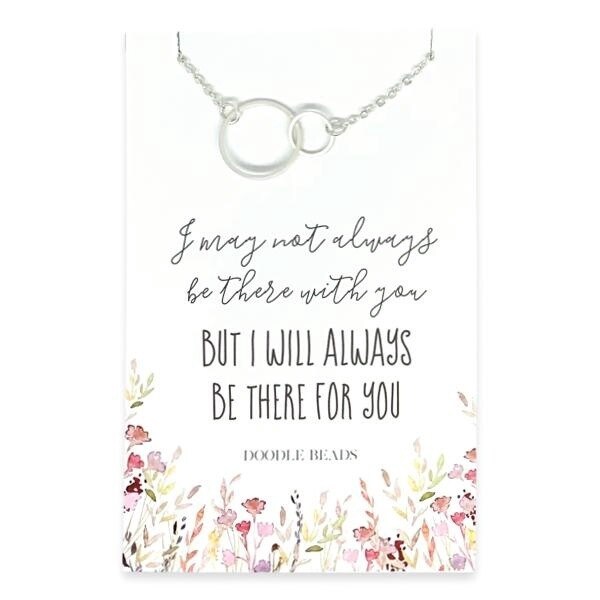 Double Ring Necklace &quot;Always Be There...&quot;, Material: Silver Finish