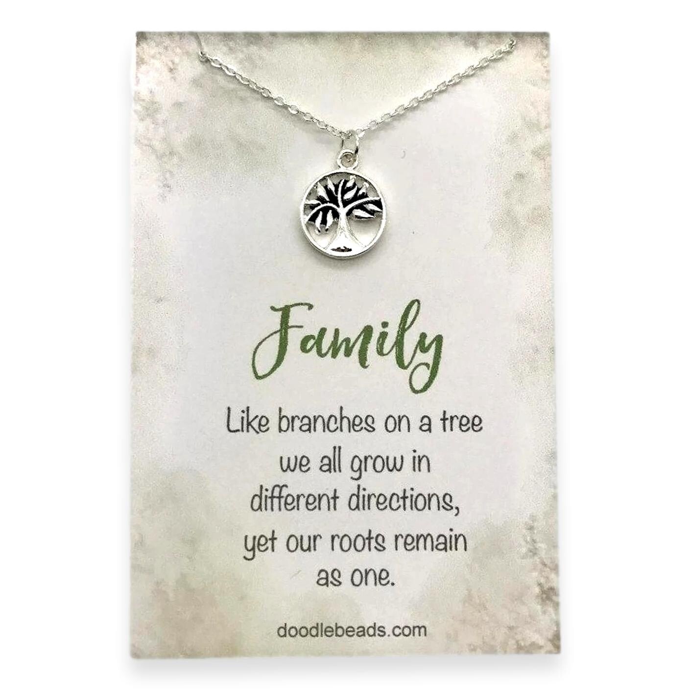 Family Tree Necklace, Material: Silver Finish