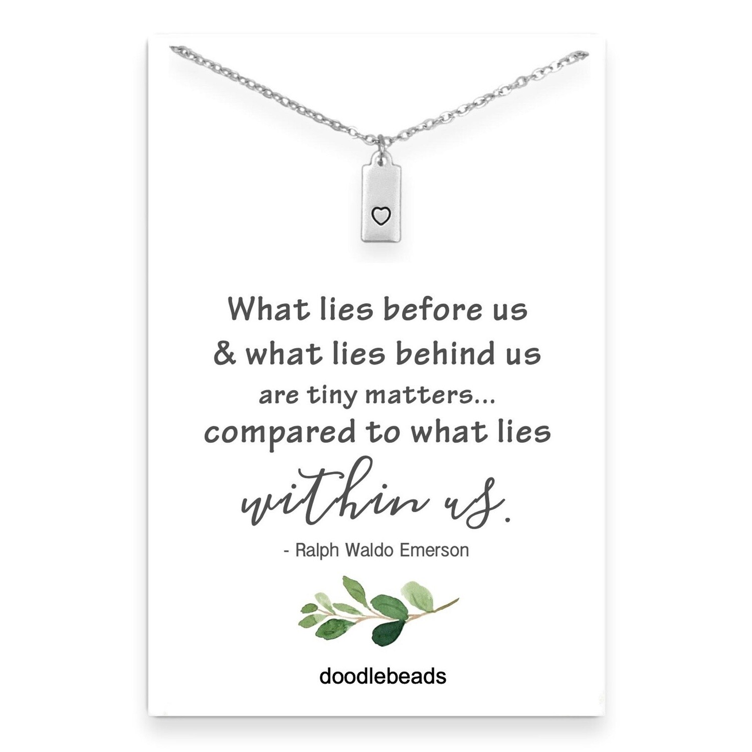 What Lies Within Us Heart Tag Necklace, Material: Silver Finish