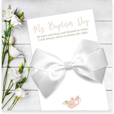 Satin Baptism Bow White