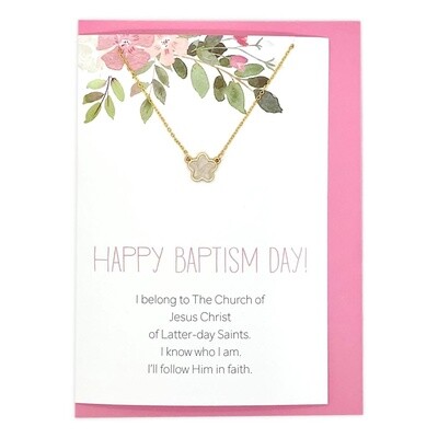 Happy Baptism Day,  Card with Flower Necklace