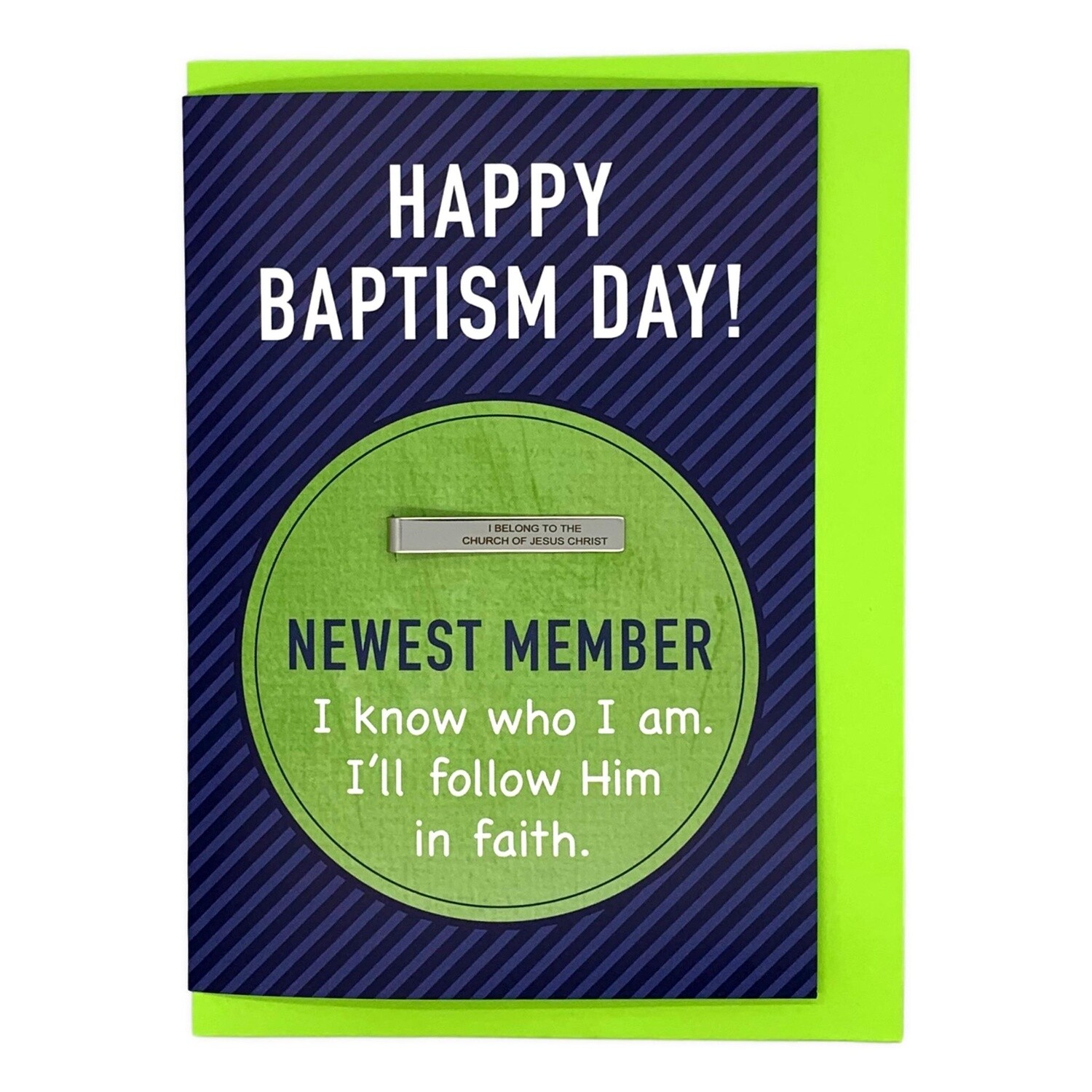 Baptism Greeting Card with &quot;I Belong.&quot; Tie Bar
