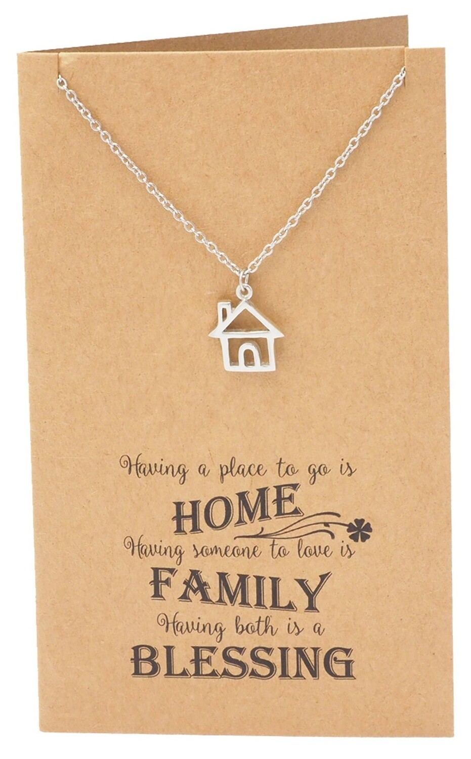 Family Necklace with House Pendent and Greeting Card