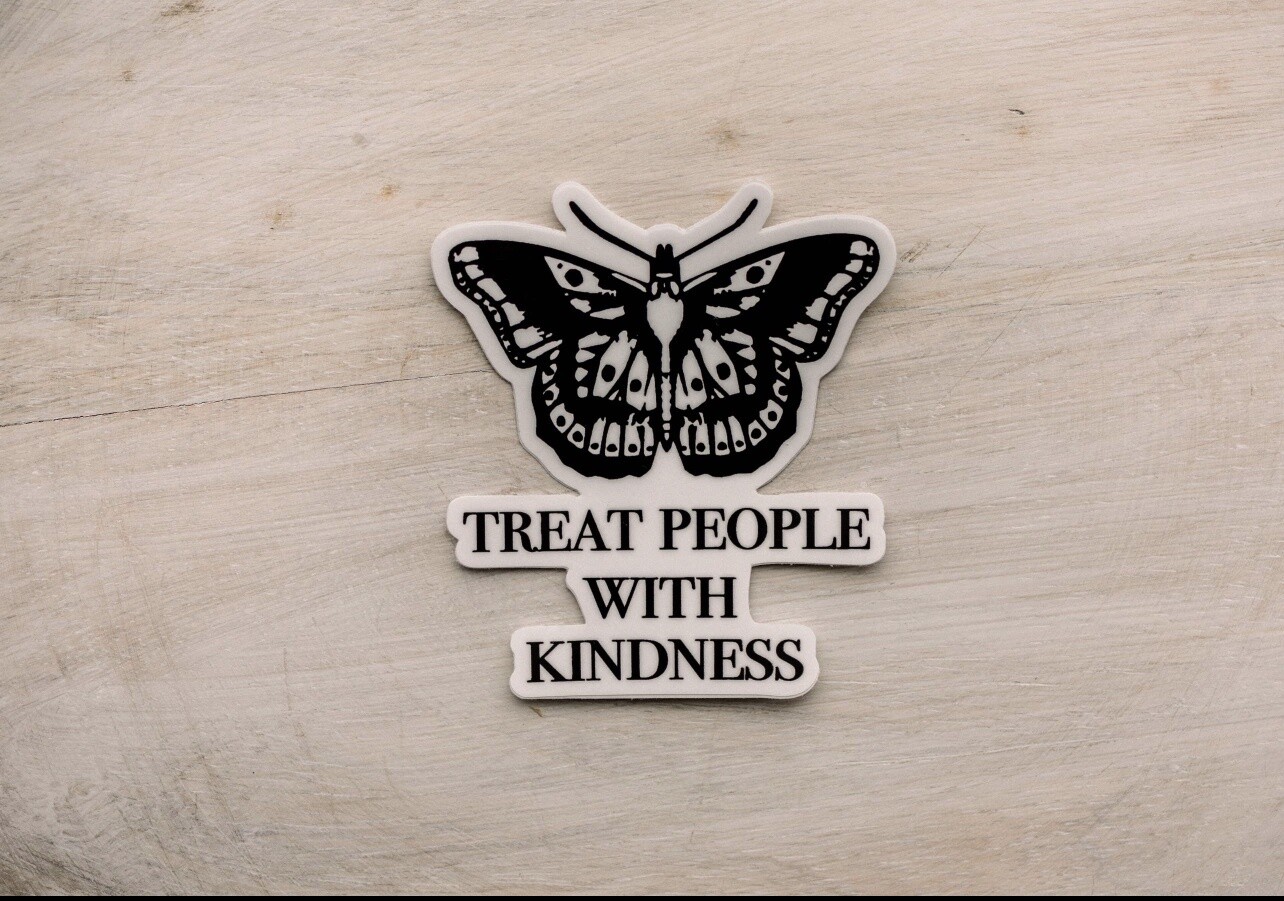Treat People With Kindness Vinyl Sticker, 3x2 in