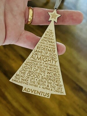 Adventus Names of Christ wooden Tree Ornamemt