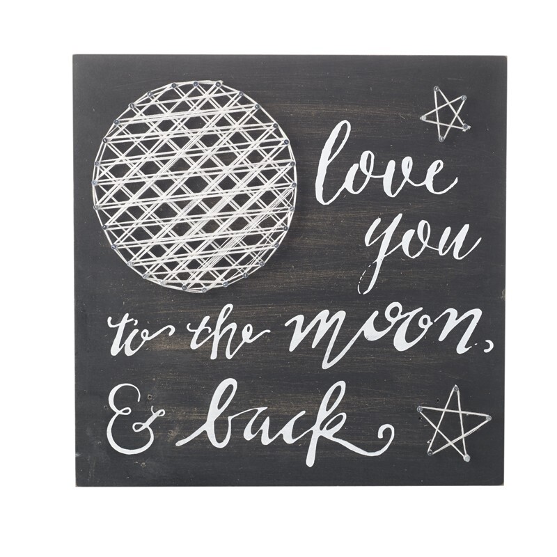 Love You To The Moon &amp; Back Sign- Black, Wooden