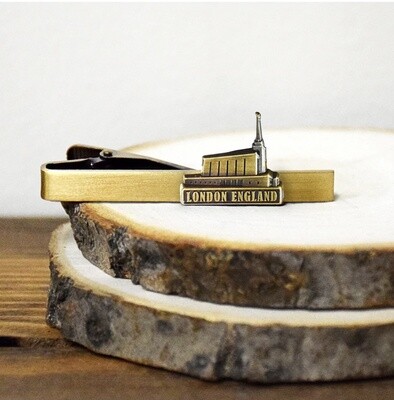 London England Temple Tie Bar. Antique Gold