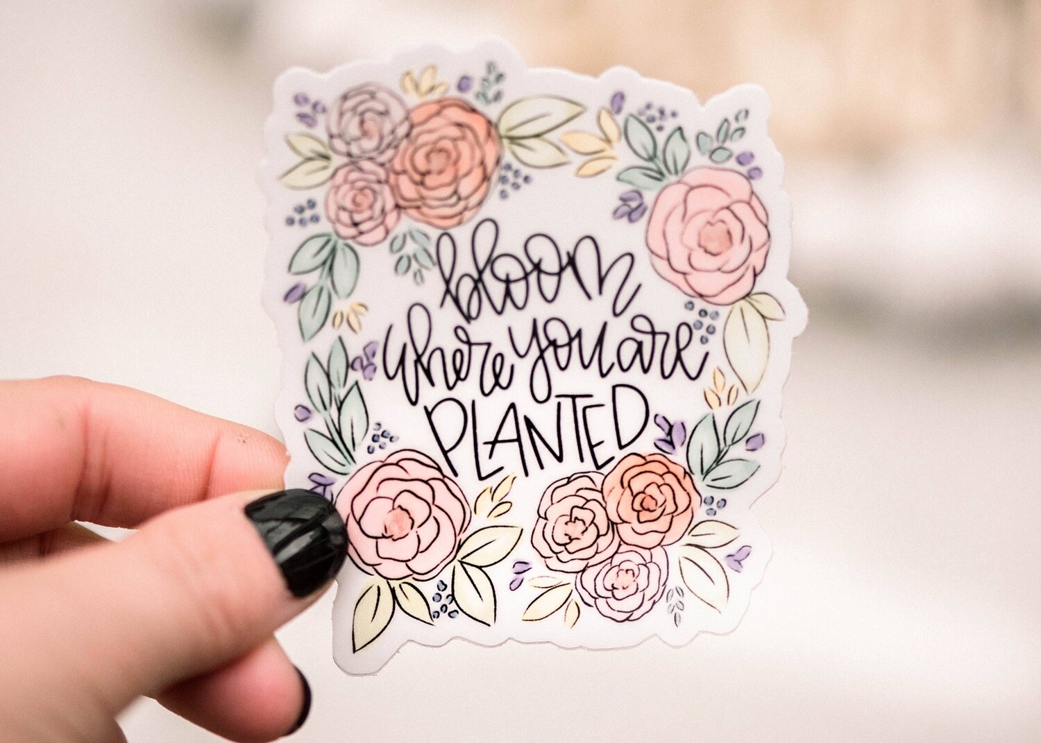 Bloom Where You Are Planted Vinyl Sticker, 3x3 in