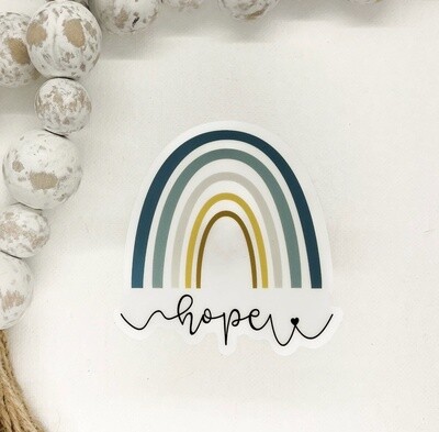 Hope Rainbow, Clear Vinyl, Sticker, 3x3 in