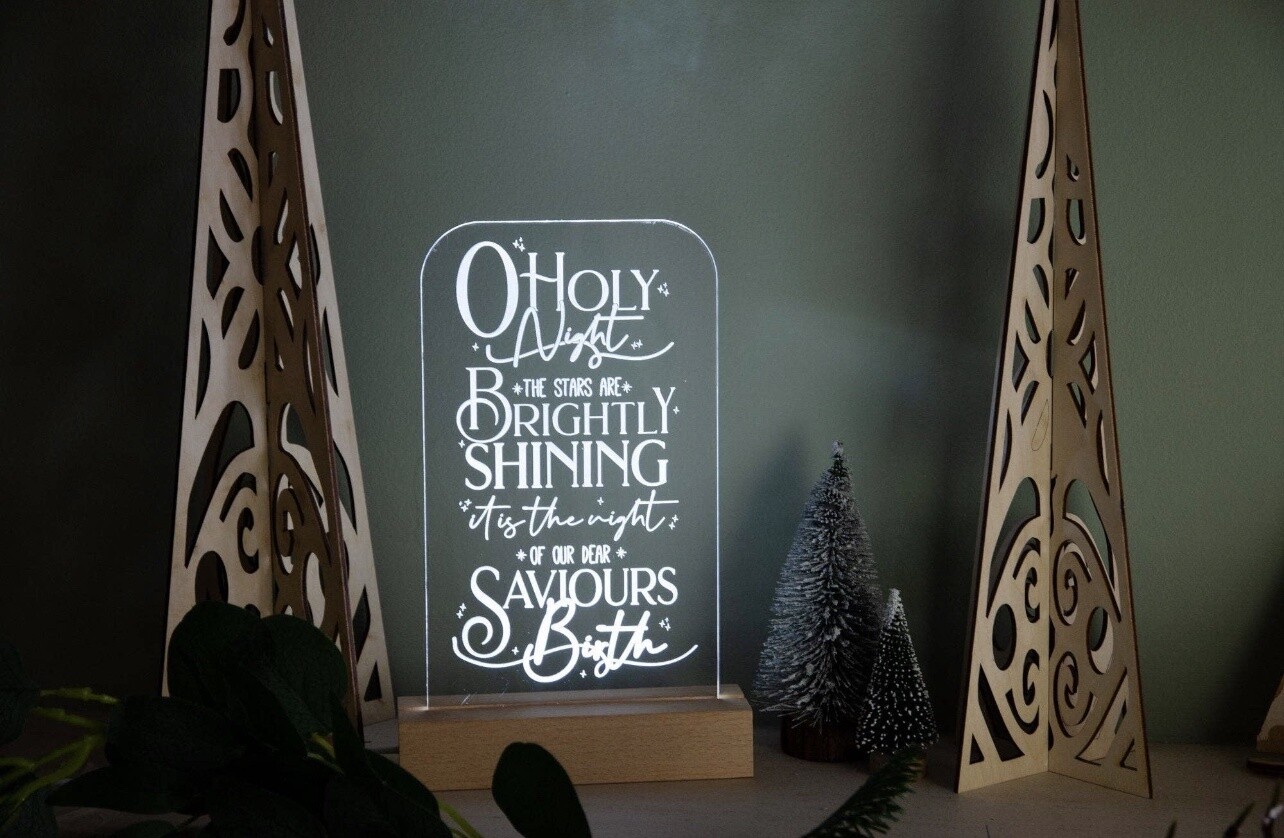 O holy night engraved light design Light base and engraved panel