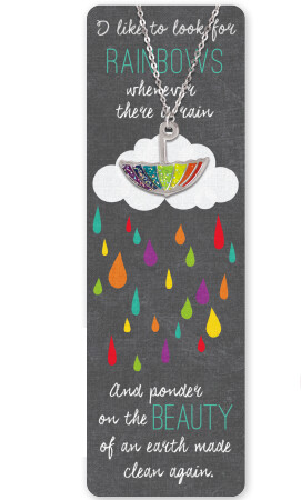 Baptism rainbow necklace and bookmark
