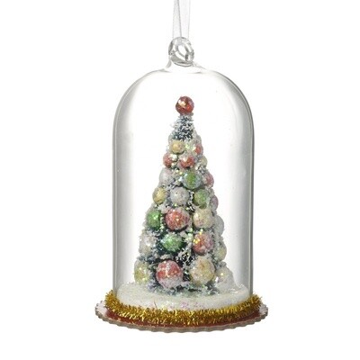 VINTAGE STYLE GLASS DOME WITH TREE (5.5 Inches)