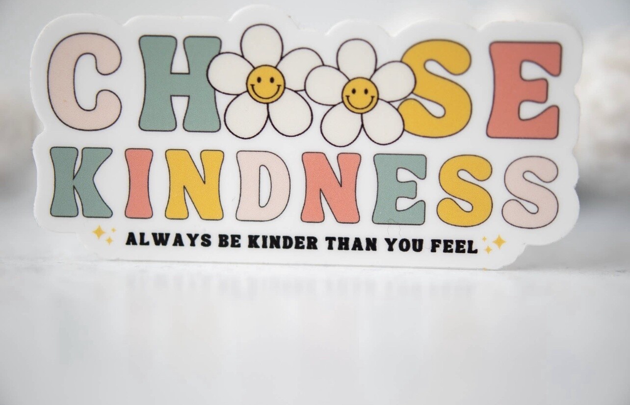 Choose Kindness, Pastel Floral Vinyl Sticker, 3x3 in