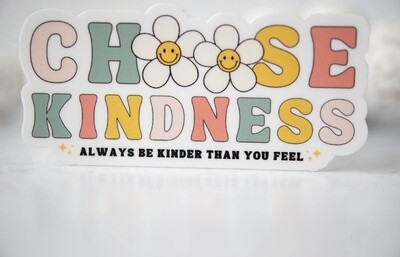 Choose Kindness, Pastel Floral Vinyl Sticker, 3x3 in