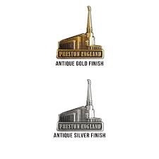Preston England Temple Pin. Antique Gold