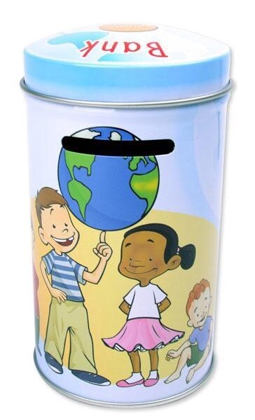 Round Tithing Tin Bank - Boy
