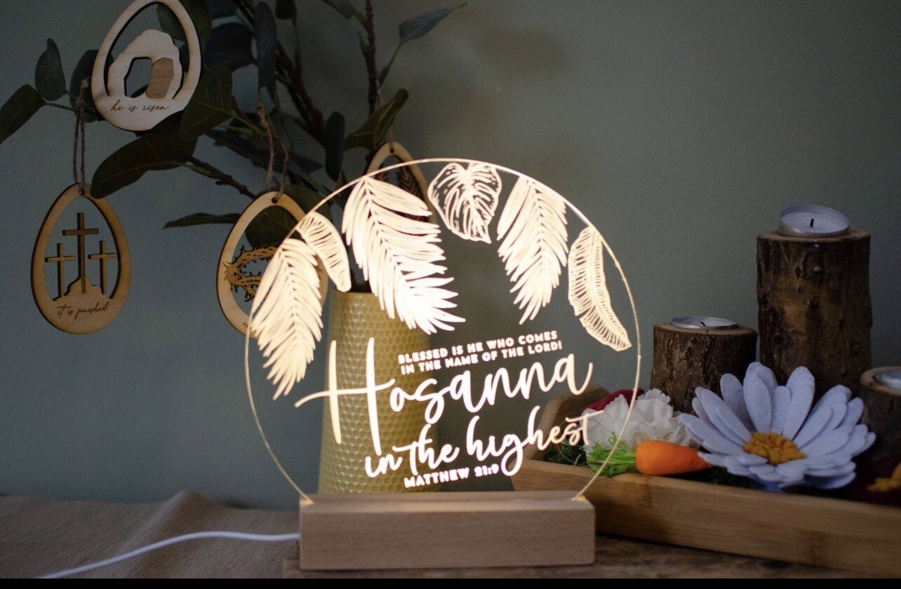 Hosanna in the highest easter scene light design Light base and engraved panel