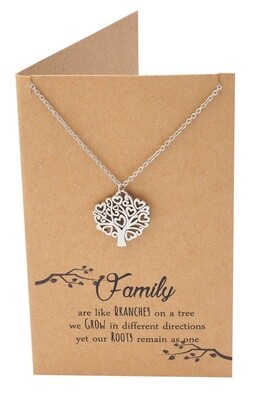Family Tree Necklace and Greeting Card