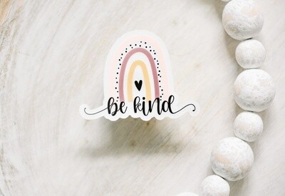 Be Kind Rainbow Clear, Vinyl Sticker, 3x3 in.