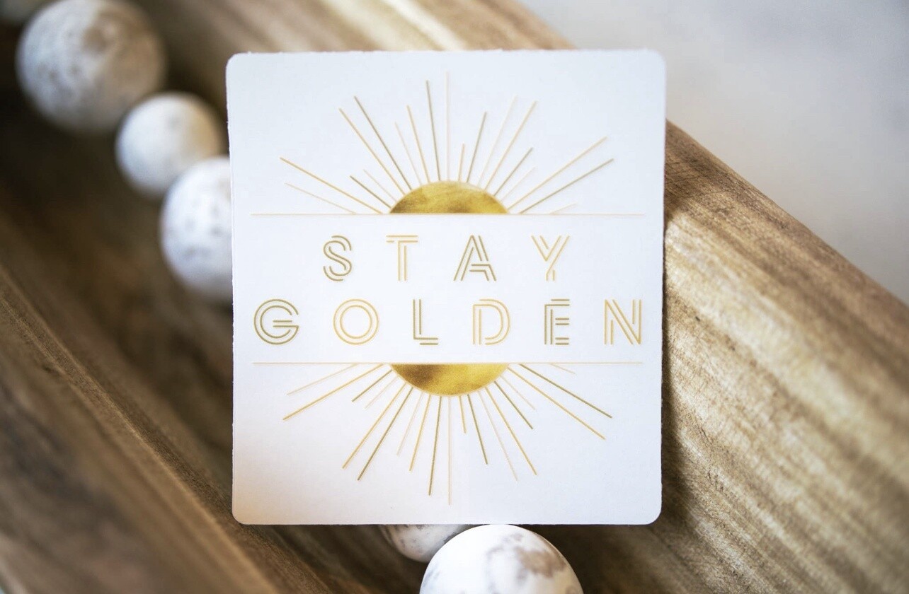 Stay Golden, Sun, Clear Vinyl Sticker, 3in.