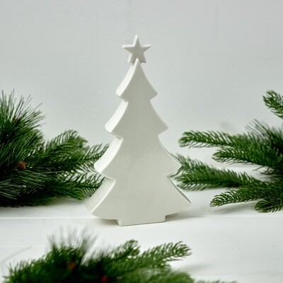 CHRISTMAS TREE ORNAMENT LARGE WHITE CERAMIC