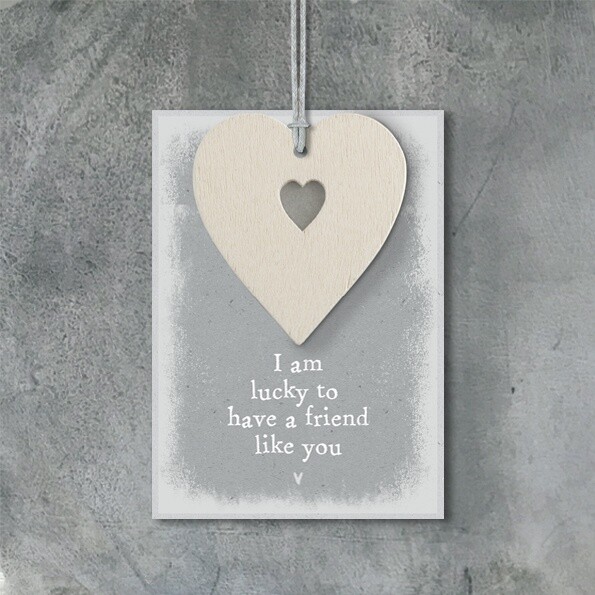 490D Cream heart tag-Lucky to have a friend