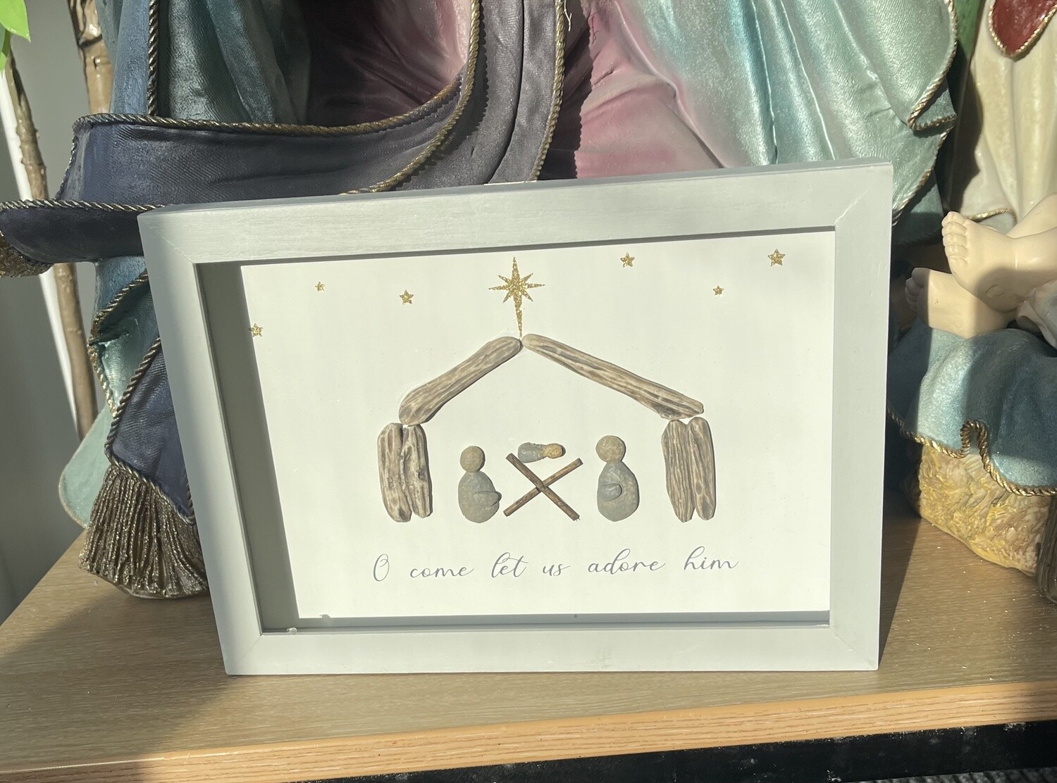 Pebble Nativity Framed Plaque